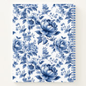 Monogram Elegant Blue Floral Cookbook Rezept Notizblock (Rückseite)