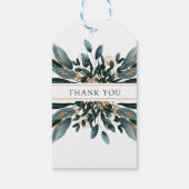 Monogram Elegant Blue Gold (Imitat) Botanical Geschenkanhänger (Rückseite)