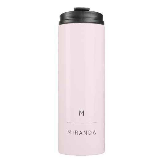 Monogram Elegant Blush Pink Black Classy Thermosbecher (Vorderseite)