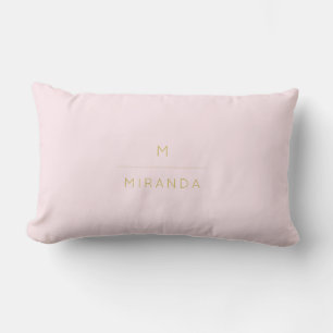 Monogram Elegant Blush Pink Gold Klassischer Chic Lendenkissen