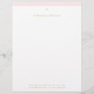 Monogram Elegant Blush Pink Minimalistische Klasse Briefbogen