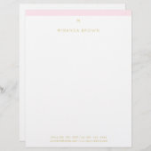 Monogram Elegant Blush Pink Minimalistische Klasse Briefbogen (Vorne/Hinten)