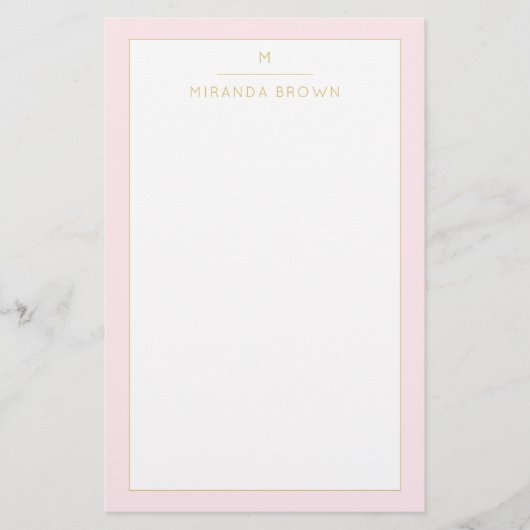 Monogram Elegant Blush Pink Minimalistische Klasse Briefpapier (Vorderseite)