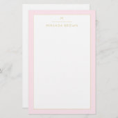 Monogram Elegant Blush Pink Minimalistische Klasse Briefpapier (Vorne/Hinten)