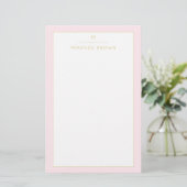 Monogram Elegant Blush Pink Minimalistische Klasse Briefpapier (Stehend Vorderseite)