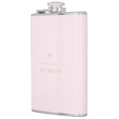 Monogram Elegant Blush Pink Minimalistische Klasse Flachmann (Links)