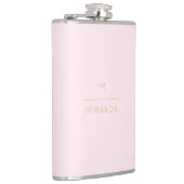 Monogram Elegant Blush Pink Minimalistische Klasse Flachmann (Rechts)