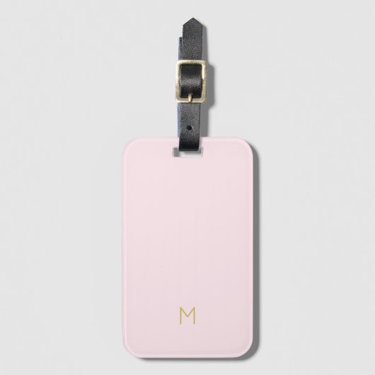 Monogram Elegant Blush Pink Minimalistische Klasse Gepäckanhänger (Vorderseite Vertikal)