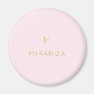 Monogram Elegant Blush Pink Minimalistische Klasse Magnet