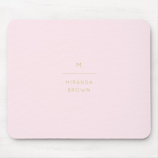 Monogram Elegant Blush Pink Minimalistische Klasse Mousepad (Vorne)