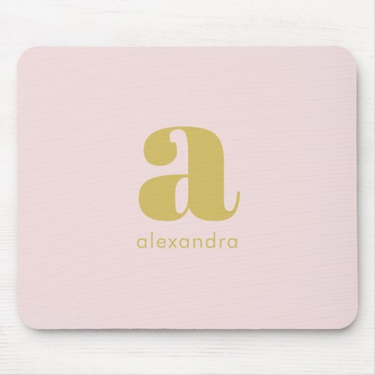 Monogram Elegant Blush Pink Minimalistische Klasse Mousepad (Vorne)