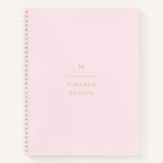 Monogram Elegant Blush Pink Minimalistische Klasse Notizblock (Vorderseite)