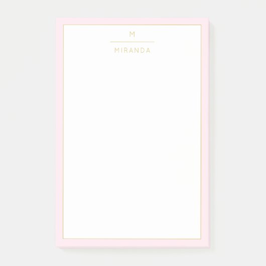 Monogram Elegant Blush Pink Minimalistische Klasse Post-it Klebezettel (Vorderseite)