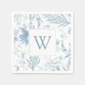 Monogram Elegant Botanische Hochzeit Serviette (Vorderseite)