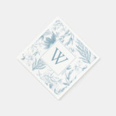 Monogram Elegant Botanische Hochzeit Serviette (Ecke)