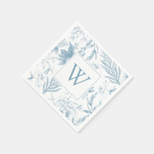 Monogram Elegant Botanische Hochzeit Serviette (Ecke)
