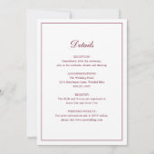 Monogram Elegant Burgundy auf einer Hochzeit Einladung (Rückseite)