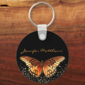 Monogram Elegant Butterfly Glitzer Schlüsselanhänger (Vorderseite)
