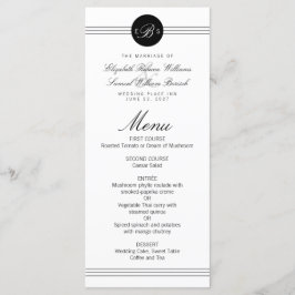 Monogram Elegant Chic Black Dot Clean Wedding Menü Menükarte