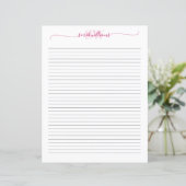Monogram Elegant Chic Script Name Stationery Paper (Stehend Vorderseite)