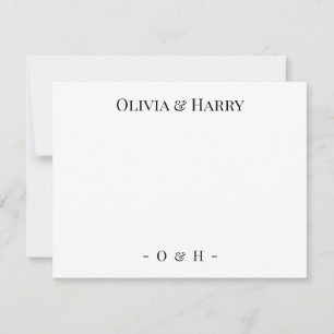 Monogram Elegant Chic White Wedding Note Card Mitteilungskarte