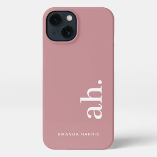 Monogram Elegant Dusty Rose Feminine Minimalistisc iPhone 13 Hülle