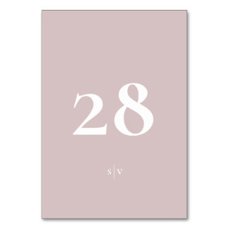Monogram Elegant Elegant Musk Pink White Wedding Tischnummer