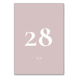 Monogram Elegant Elegant Musk Pink White Wedding Tischnummer