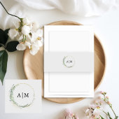 Monogram Elegant Eucalyptus Einladungsbanderole
