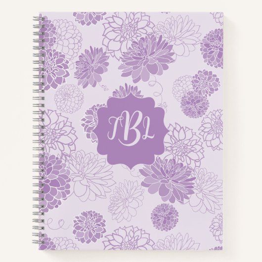 Monogram Elegant Floral Notizblock (Vorderseite)