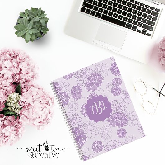 Monogram Elegant Floral Notizblock