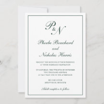 Monogram Elegant Forest Green in einer Hochzeit