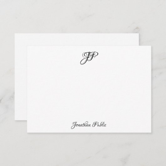 Monogram-Elegant für personalisierte Kalligraphie Mitteilungskarte (Vorne/Hinten)