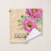 Monogram, elegant gezeichnet floral Rustikal Badhandtuch Set (Waschlappen)