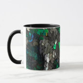 Monogram, elegant Glitzer, grün, grau, schwarz Seq Tasse (Links)