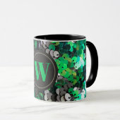 Monogram, elegant Glitzer, grün, grau, schwarz Seq Tasse (VorderseiteRechts)