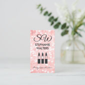 Monogram Elegant Glitzer (Pink) Glamour Lipstick Visitenkarte (Stehend Vorderseite)