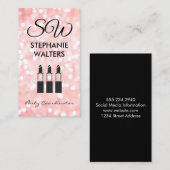 Monogram Elegant Glitzer (Pink) Glamour Lipstick Visitenkarte (Vorne/Hinten)