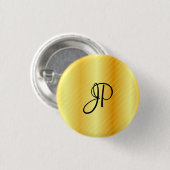 Monogram Elegant Gold Look Template Moderne Button (Vorne & Hinten)
