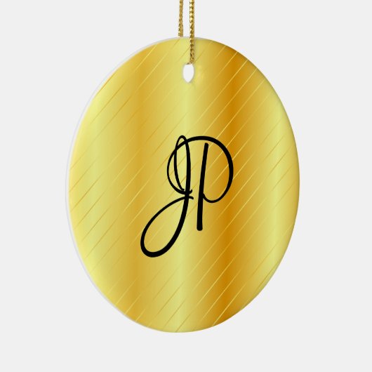 Monogram Elegant Gold Look Template Moderne Keramik Ornament (Rechts)