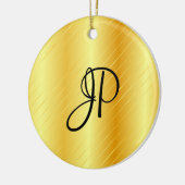 Monogram Elegant Gold Look Template Moderne Keramik Ornament (Links)