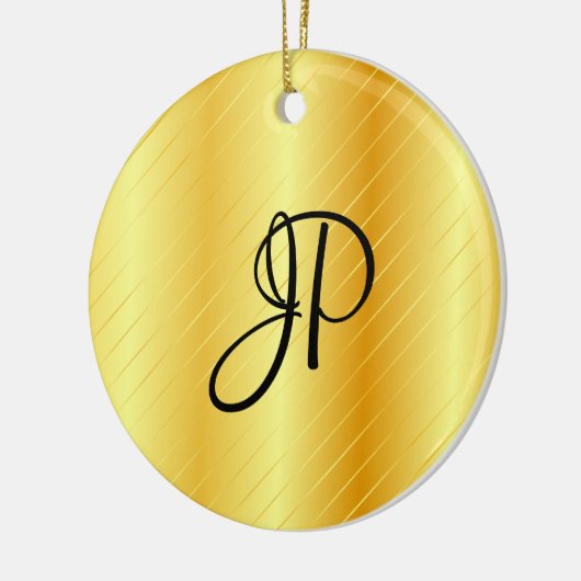 Monogram Elegant Gold Look Template Moderne Keramik Ornament (Links)