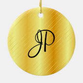Monogram Elegant Gold Look Template Moderne Keramik Ornament (Hinten)