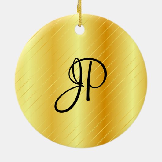 Monogram Elegant Gold Look Template Moderne Keramik Ornament (Hinten)