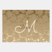Monogram Elegant Gold Modern Floral Girly Geschenkpapier Set (Vorderseite)