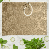 Monogram Elegant Gold Modern Girly Floral Geschirrtuch (Gefaltet)