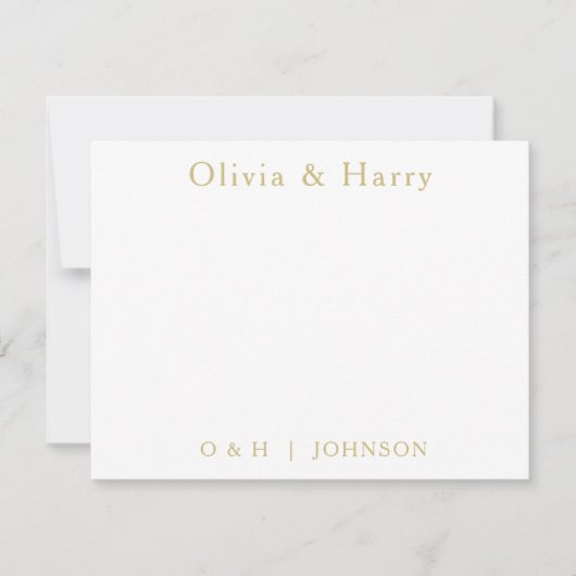 Monogram Elegant Gold White Wedding Note Card Mitteilungskarte (Vorderseite)