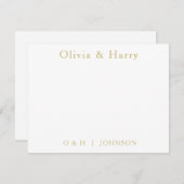 Monogram Elegant Gold White Wedding Note Card Mitteilungskarte (Vorne/Hinten)
