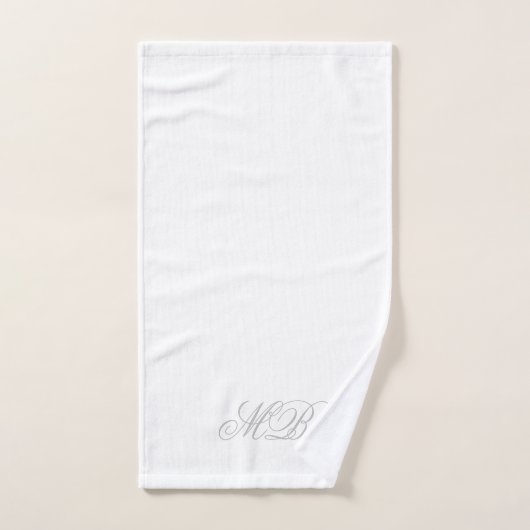 Monogram Elegant Gray Initials White Badhandtuch Set (Handtuch)