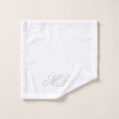 Monogram Elegant Gray Initials White Badhandtuch Set (Waschlappen)